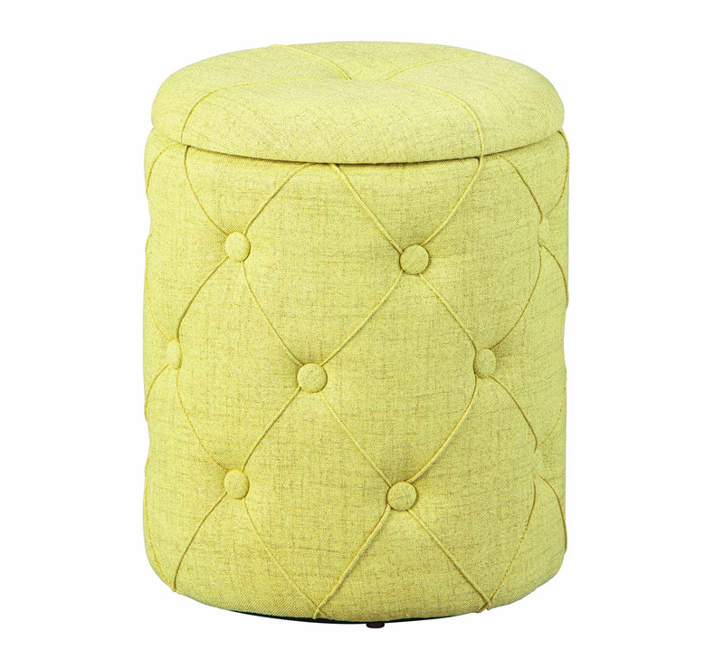 Hocker YAPAK Polsterhocker mit Stoffbezug in Grün und Knopfheftung