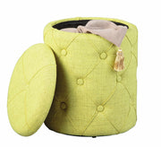 Hocker YAPAK Polsterhocker mit Stoffbezug in Grün und Knopfheftung
