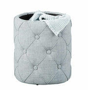 Polsterhocker Hocker YAPAK mit Stoffbezug in Grau und Knopfheftung