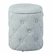 Polsterhocker Hocker YAPAK mit Stoffbezug in Grau und Knopfheftung