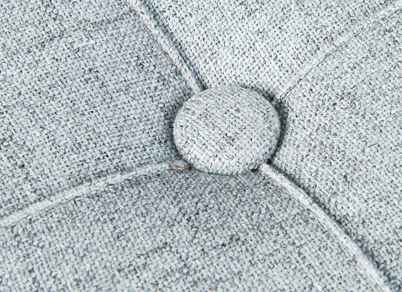 Polsterhocker Hocker YAPAK mit Stoffbezug in Grau und Knopfheftung
