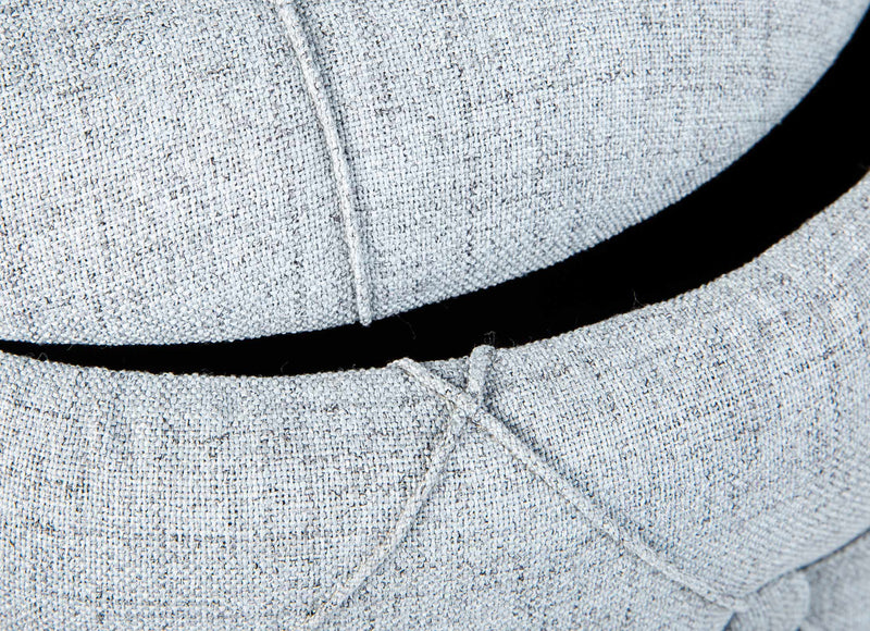Polsterhocker Hocker YAPAK mit Stoffbezug in Grau und Knopfheftung