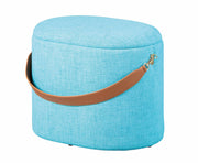 Polsterhocker Hocker DILIA mit Stoffbezug in Blau und Trageband