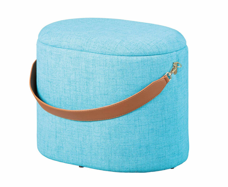 Polsterhocker Hocker DILIA mit Stoffbezug in Blau und Trageband
