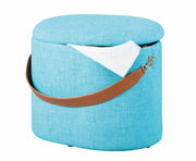 Polsterhocker Hocker DILIA mit Stoffbezug in Blau und Trageband