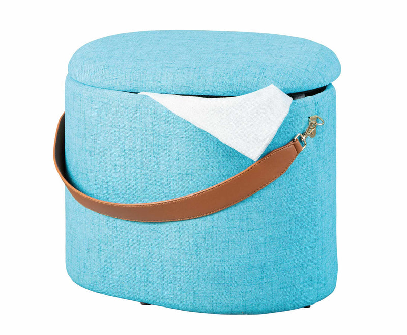Polsterhocker Hocker DILIA mit Stoffbezug in Blau und Trageband