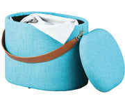 Polsterhocker Hocker DILIA mit Stoffbezug in Blau und Trageband
