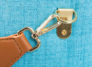 Polsterhocker Hocker DILIA mit Stoffbezug in Blau und Trageband