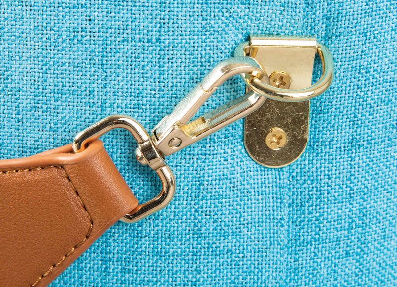 Polsterhocker Hocker DILIA mit Stoffbezug in Blau und Trageband