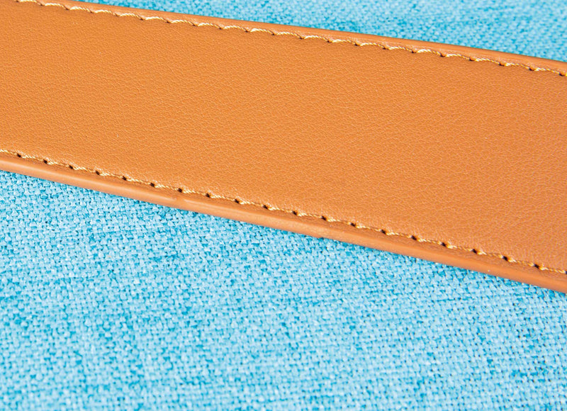 Polsterhocker Hocker DILIA mit Stoffbezug in Blau und Trageband