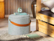Hocker DILIA Polsterhocker mit Stauraum Bezug in Grau und Trageband