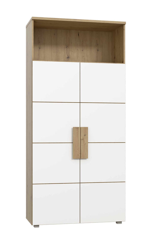 Bücherregal ARKINA mit 2 Türen Regal in Artisan Eiche und Weiß