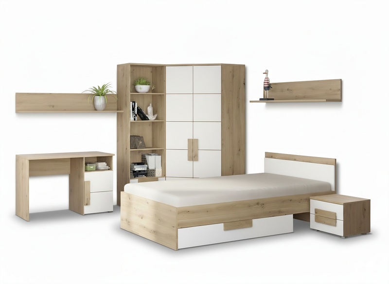 Kinderzimmer Jugendzimmer ARKINA 8 tlg. - Artisan Eiche Weiß von Forte