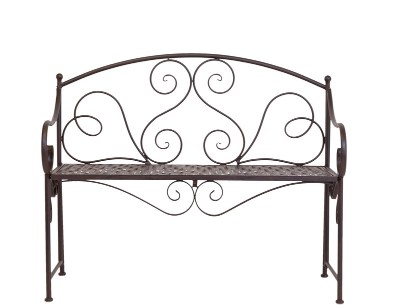 Eisenbank RIPASIO Gartenbank mit Armlehne Metall dunkelbraun antik