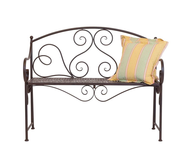 Eisenbank RIPASIO Gartenbank mit Armlehne Metall dunkelbraun antik