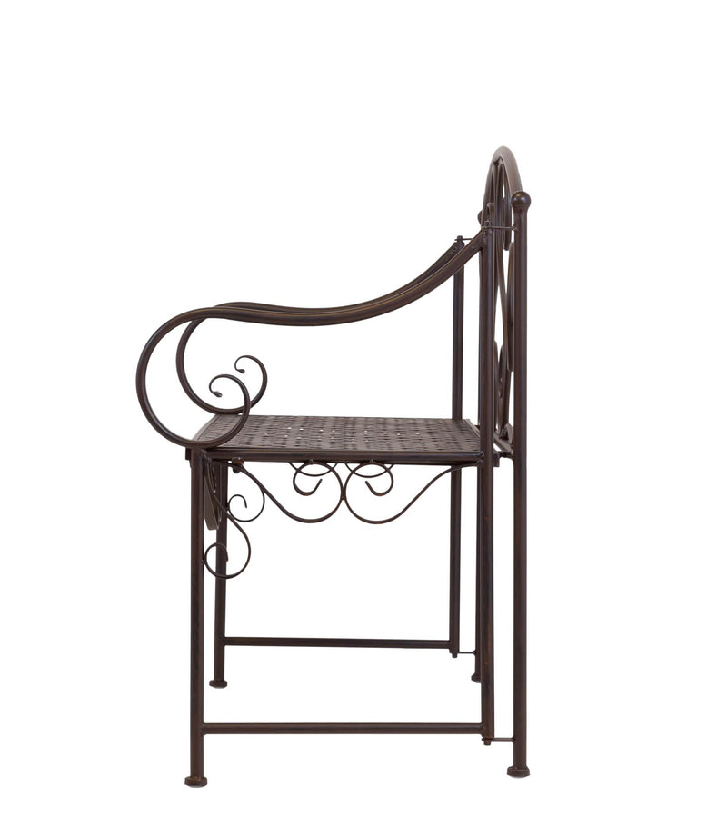 Eisenbank RIPASIO Gartenbank mit Armlehne Metall dunkelbraun antik