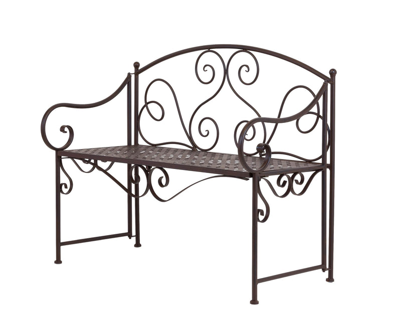 Eisenbank RIPASIO Gartenbank mit Armlehne Metall dunkelbraun antik