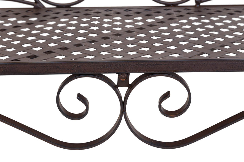Eisenbank RIPASIO Gartenbank mit Armlehne Metall dunkelbraun antik