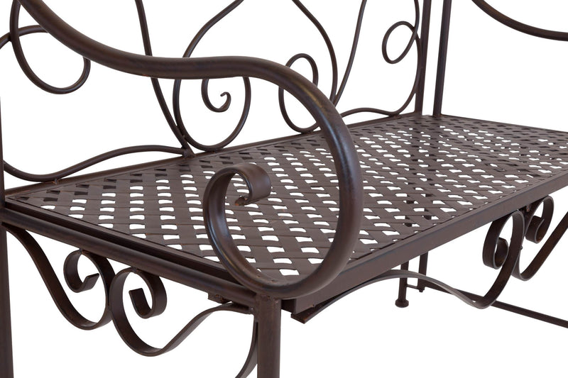 Eisenbank RIPASIO Gartenbank mit Armlehne Metall dunkelbraun antik