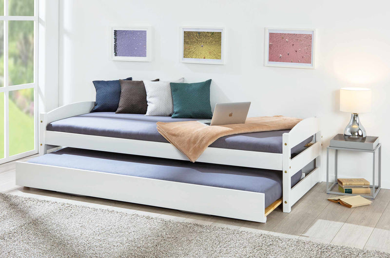 Ausziehbett Sofabett VINDAS 90 x 200 Kiefer Massivholz weiß