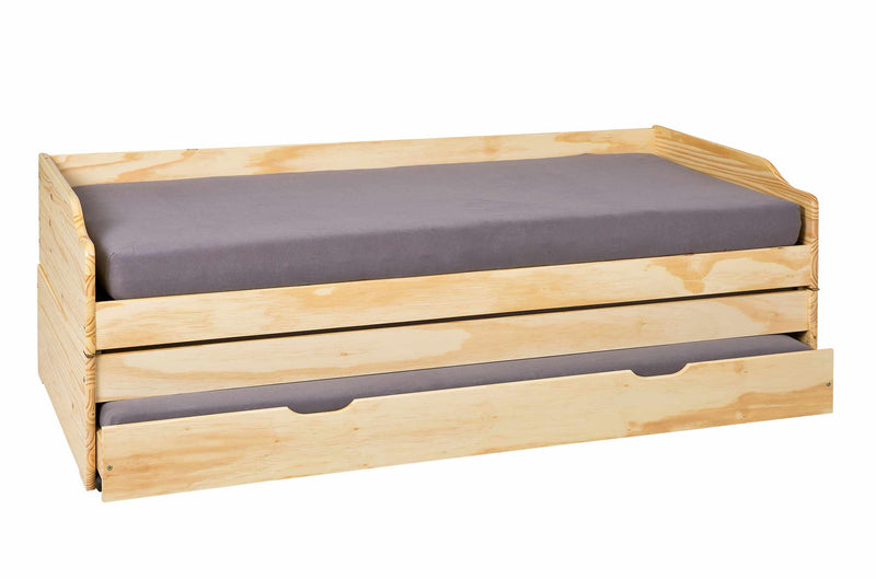 Jugendbett Funktionsbett LOTAR Kiefer natur lackiert mit Klappfunktion