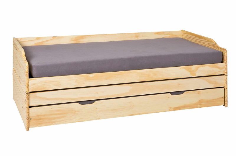 Jugendbett Funktionsbett LOTAR Kiefer natur lackiert mit Klappfunktion