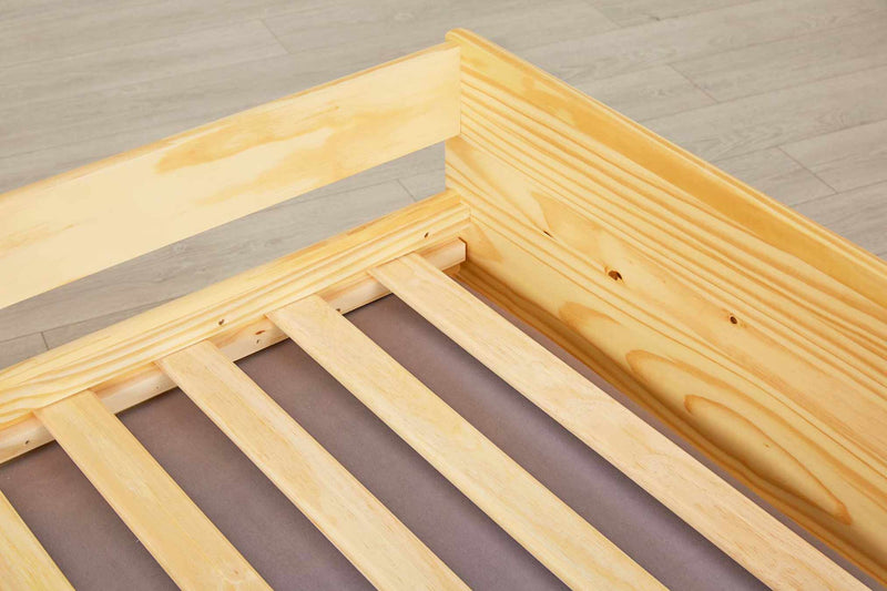 Jugendbett Funktionsbett LOTAR Kiefer natur lackiert mit Klappfunktion