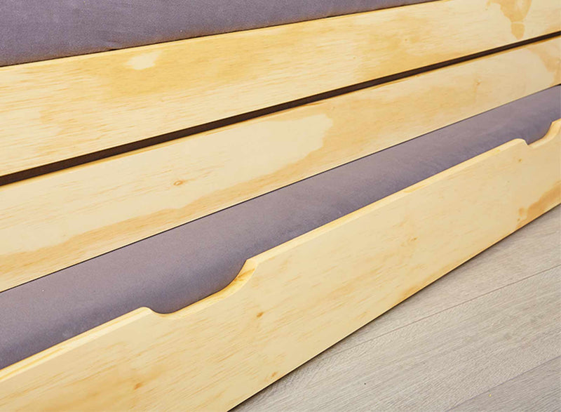 Jugendbett Funktionsbett LOTAR Kiefer natur lackiert mit Klappfunktion