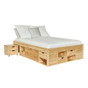 Funktionsbett Claas 180 x 200 aus Kiefer massiv in Gesamtansicht mit Stauraum-Schubladen.