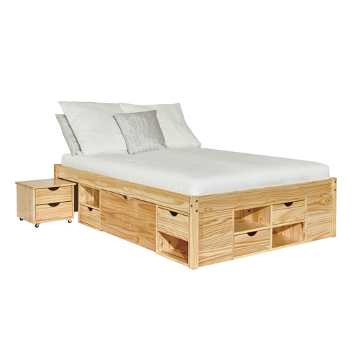 Funktionsbett Claas 180 x 200 aus Kiefer massiv in Gesamtansicht mit Stauraum-Schubladen.