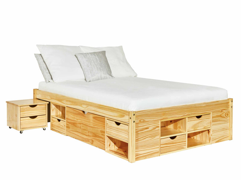 Funktionsbett Doppelbett Claas 180 x 200 Kiefer massiv natur lackiert