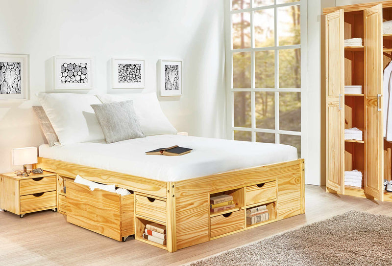 Funktionsbett Doppelbett Claas 180 x 200 Kiefer massiv natur lackiert