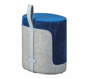 Polsterhocker OSANE Samtbezug Blau Grau Hocker