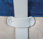Polsterhocker OSANE Samtbezug Blau Grau Hocker