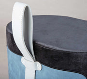 Hocker Polsterhocker OSANE Samtbezug Schwarz Blau