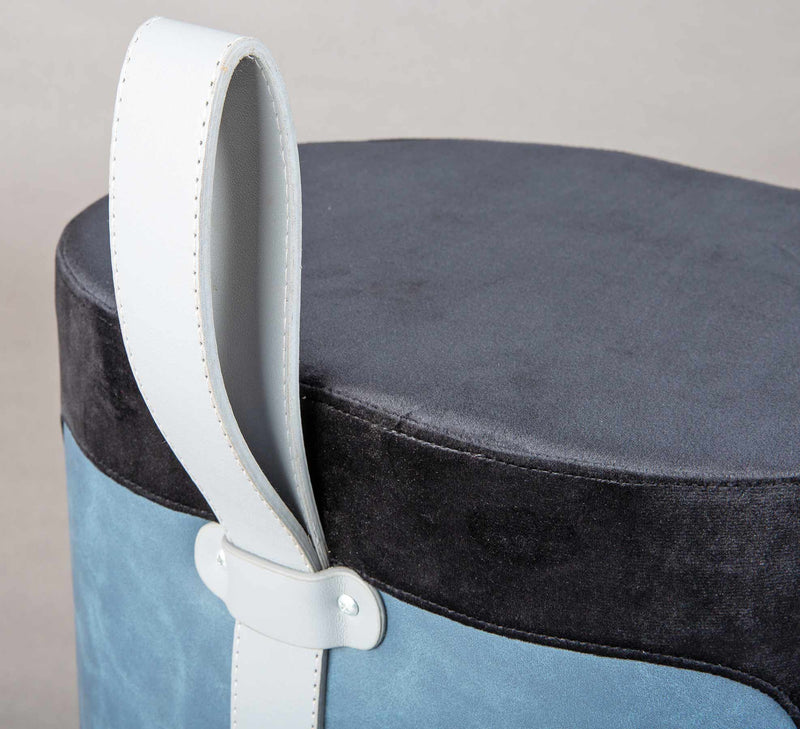 Hocker Polsterhocker OSANE Samtbezug Schwarz Blau