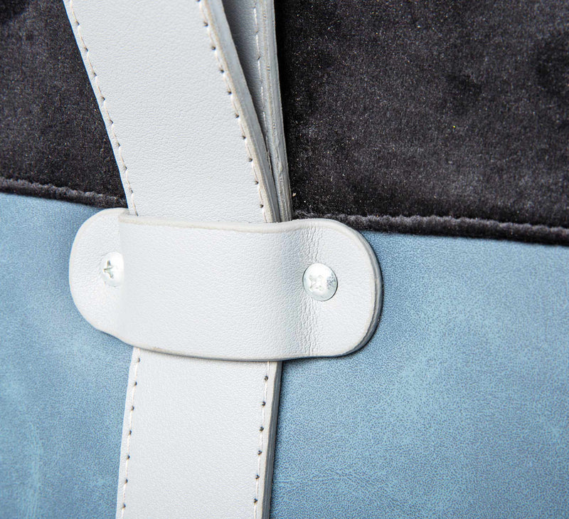 Hocker Polsterhocker OSANE Samtbezug Schwarz Blau