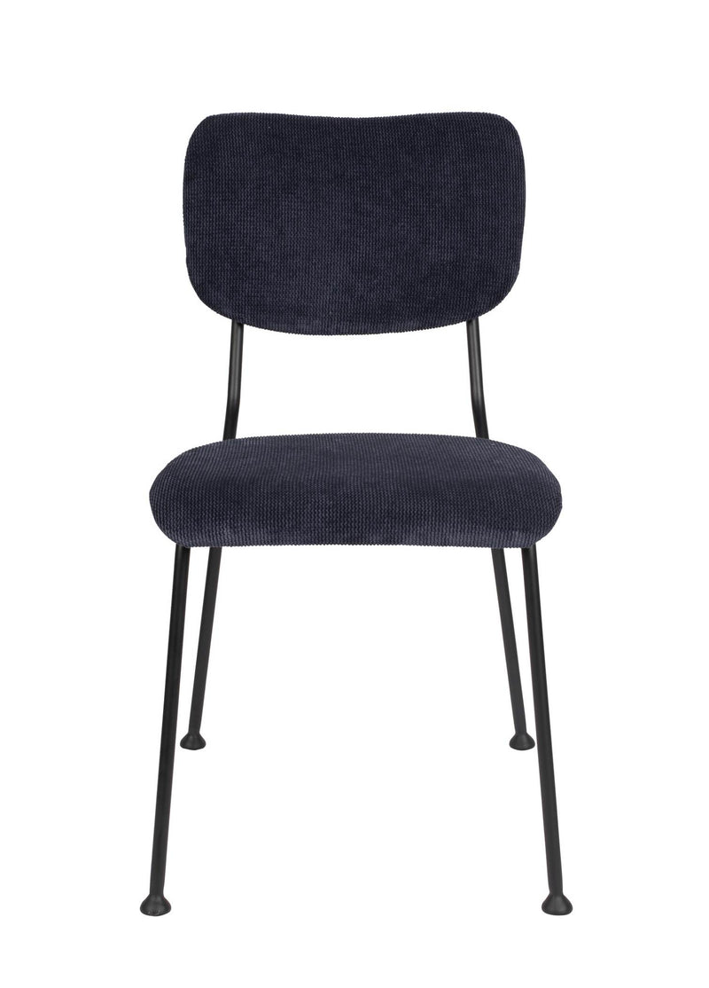 Esszimmerstuhl BENSON DARK BLUE von ZUIVER mit trendigen Cordstoff
