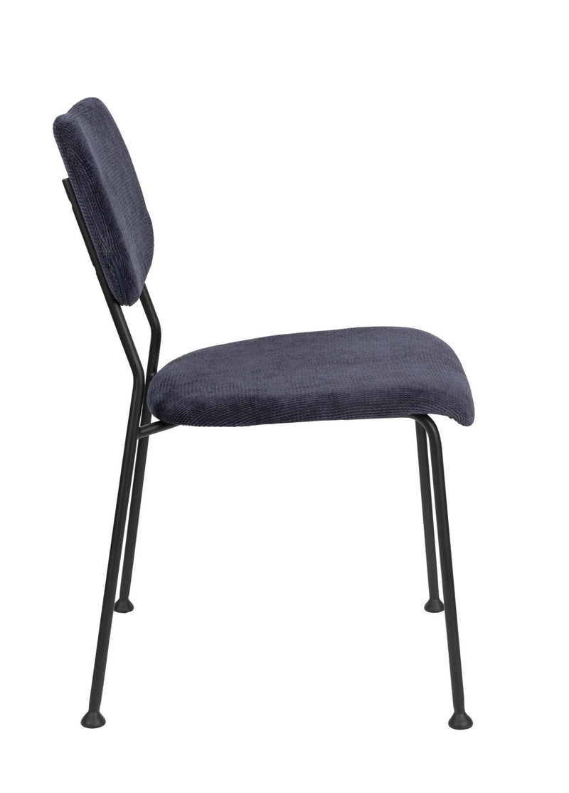 Esszimmerstuhl BENSON DARK BLUE von ZUIVER mit trendigen Cordstoff