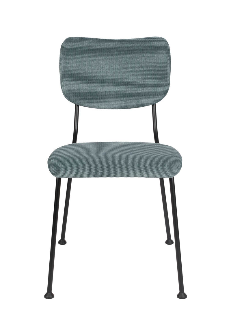 Esszimmerstuhl BENSON GREY BLUE von ZUIVER mit trendigen Cordstoff
