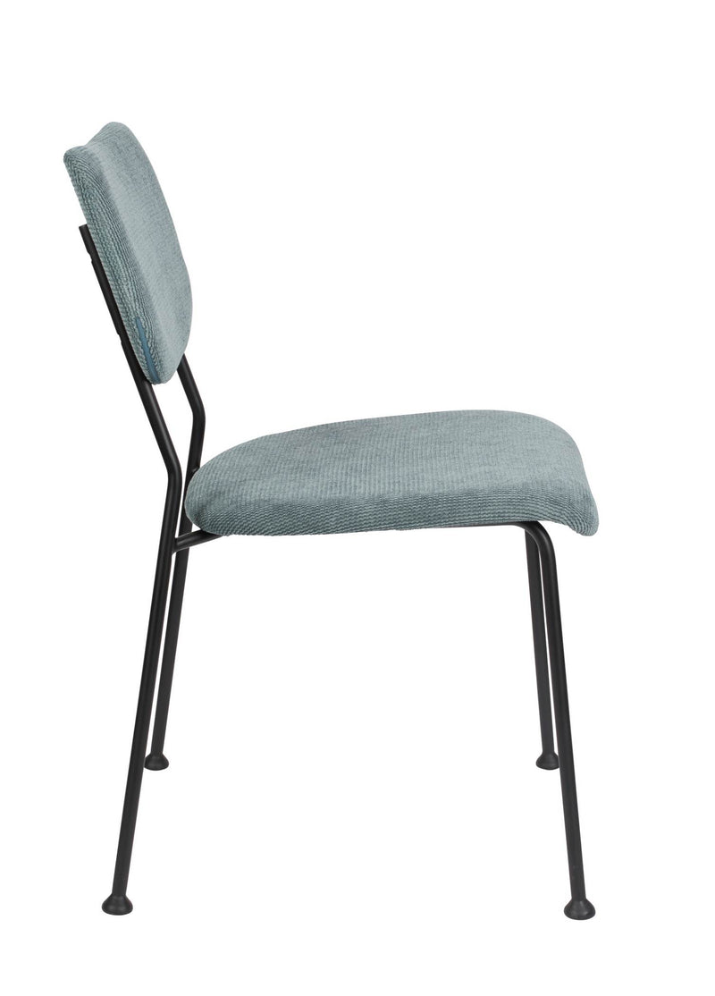 Esszimmerstuhl BENSON GREY BLUE von ZUIVER mit trendigen Cordstoff