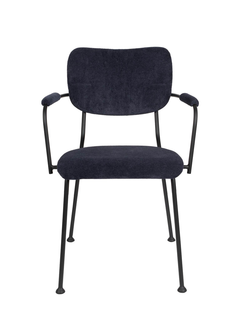 ZUIVER Armlehnstuhl BENSON DARK BLUE mit trendigen Cordstoff
