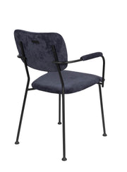 ZUIVER Armlehnstuhl BENSON DARK BLUE mit trendigen Cordstoff