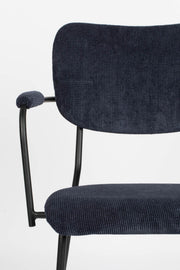 ZUIVER Armlehnstuhl BENSON DARK BLUE mit trendigen Cordstoff