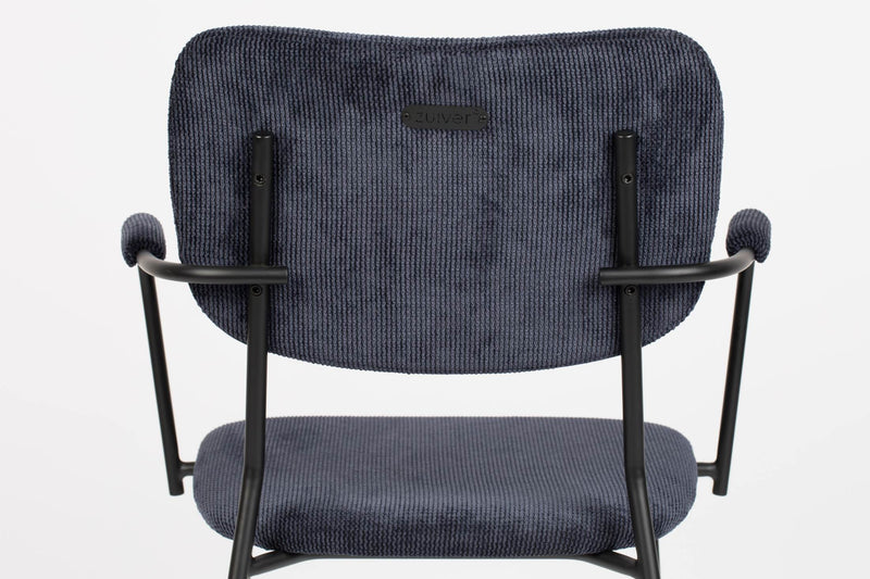 ZUIVER Armlehnstuhl BENSON DARK BLUE mit trendigen Cordstoff