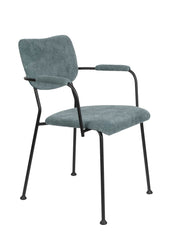 ZUIVER Armlehnstuhl BENSON GREY BLUE mit trendigen Cordstoff