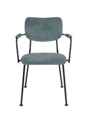 ZUIVER Armlehnstuhl BENSON GREY BLUE mit trendigen Cordstoff
