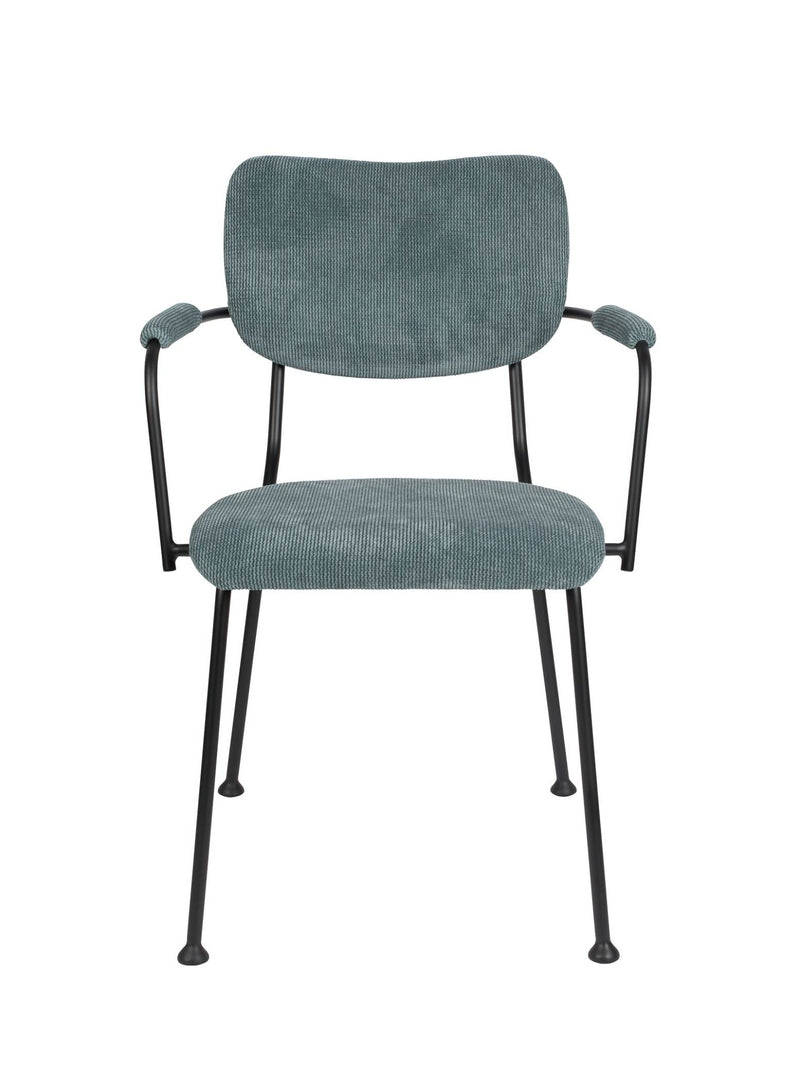 ZUIVER Armlehnstuhl BENSON GREY BLUE mit trendigen Cordstoff
