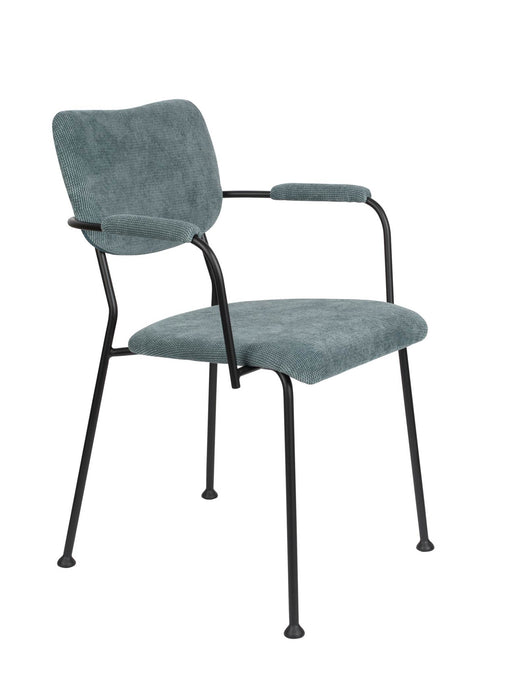 ZUIVER Armlehnstuhl BENSON GREY BLUE mit trendigen Cordstoff