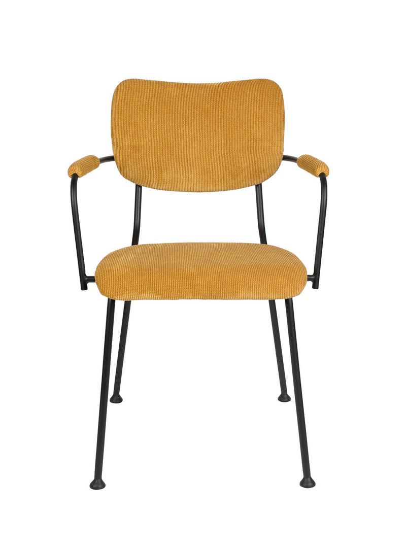 ZUIVER Armlehnstuhl BENSON OCHRE mit trendigen Cordstoff